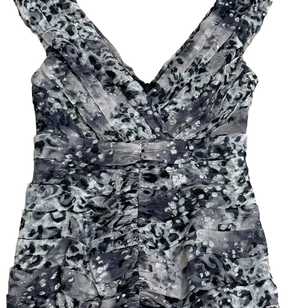 TADASHI SHOJI Silk Animal Print Shutter Pleat Bandage Bodycon Midi Dress size 4 - Picture 3 of 6